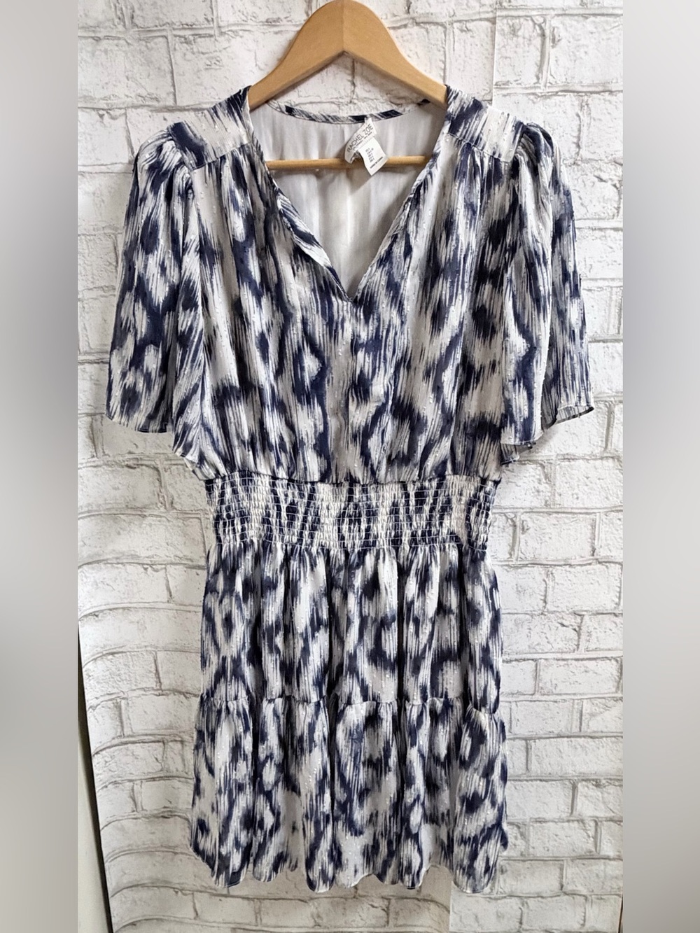 Rachel Zoe Blue and White Ikat Tiered Dress